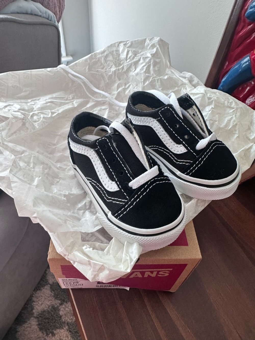 Vans Kids Black & White Old Skool Slip-On Style Sneakers
